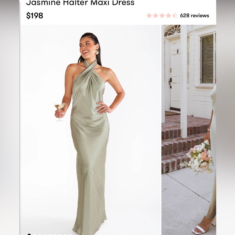 ShowMeYourMumu bridesmaid dress in color Moss Green Luxe Satin